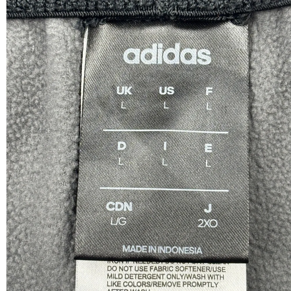 adidas 3 Stripe Track Pants Mens Large Charcoal Gray Heather Fleece Sweatpants